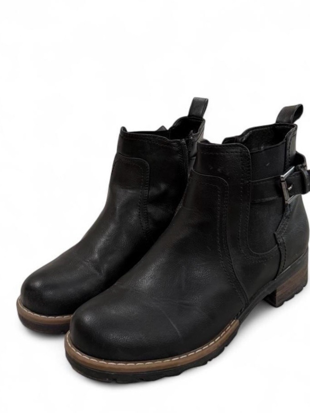 Women’s Black Low Heel Ankle Boots - Classic Leather Look